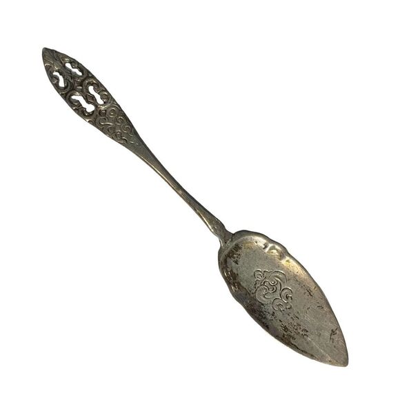 Antique Silver Plate Cake Server Slicer Vintage Serving Ware Floral Pattern - Picture 1 of 6